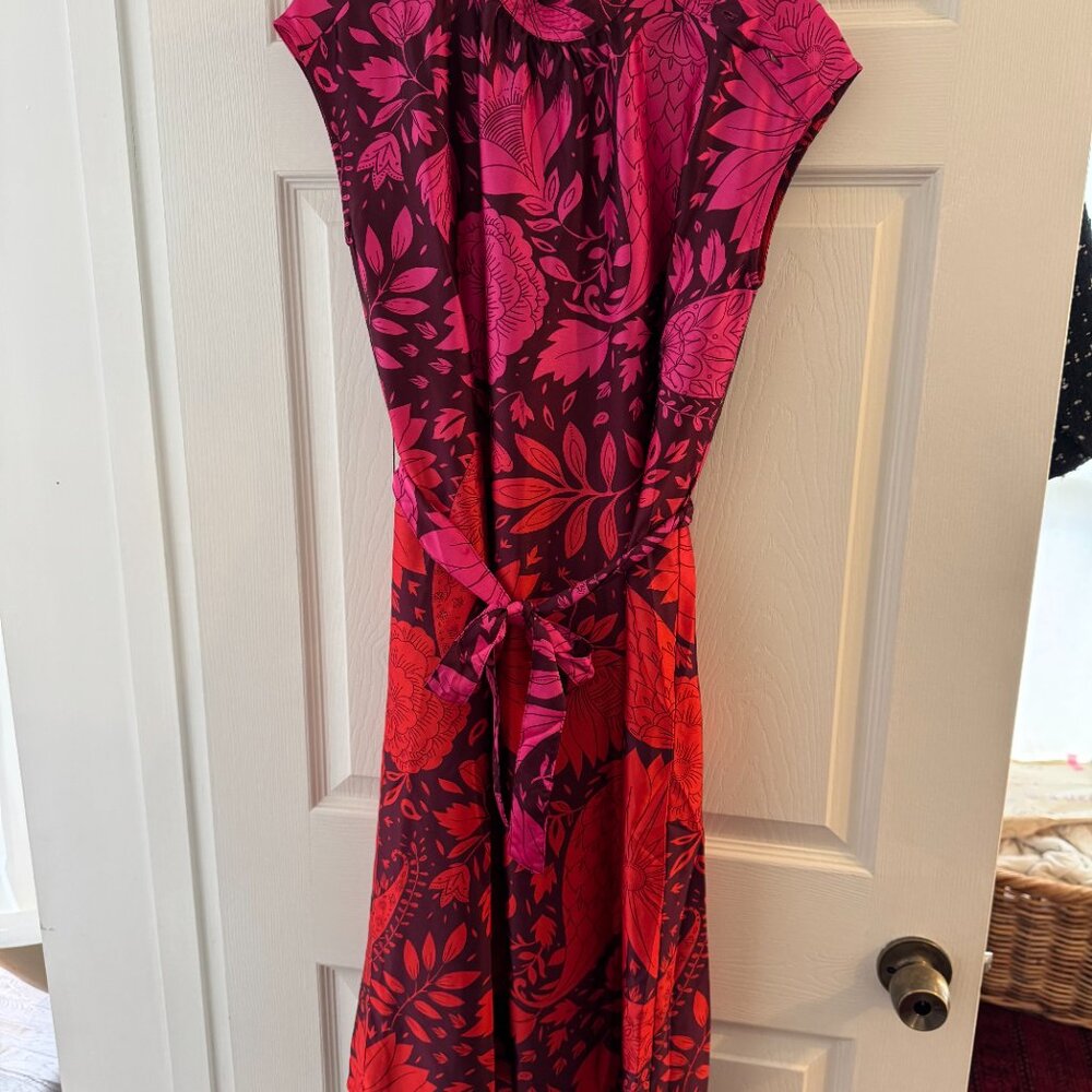 Ann Taylor Floral Mock Neck Belted Shift Dress